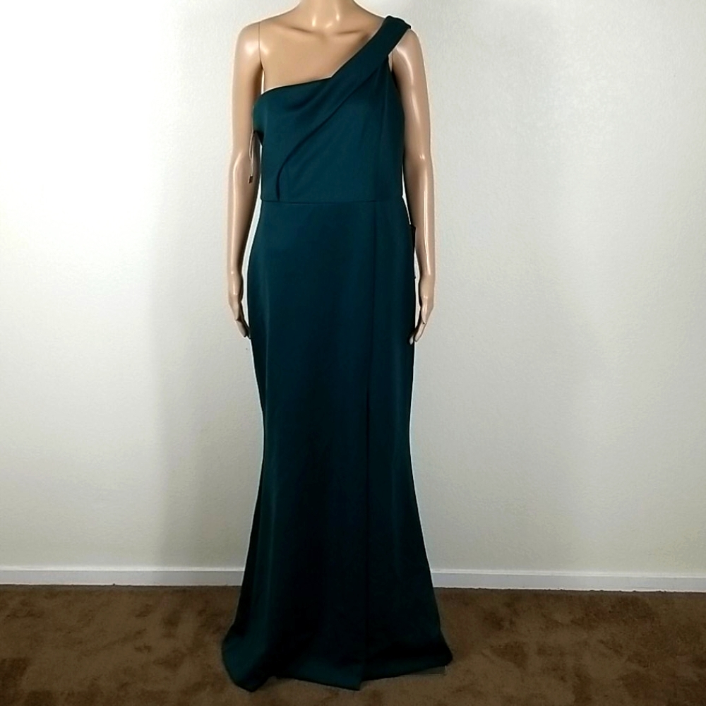 Betsy & Adam Green One Shoulder Formal Dress